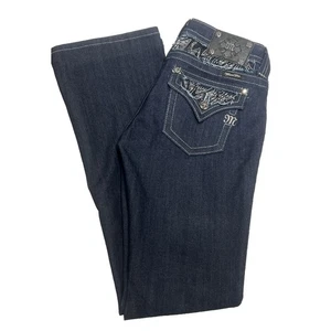 Miss Me Jeans Women 27 Blue Dark Wash Easy Boot Cut Embellished Y2K JE5639E2L - Picture 1 of 12