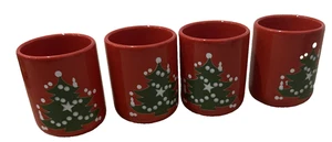 Vintage Set of 4 Waechtersbach W. Germany Red/Green Christmas Tree Holiday Cups - Picture 1 of 8