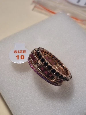 Anillo de fiesta bomba unicornio granja 10 rodolita amatista negro oro rosa Rbp4932 Foto 1 de 3