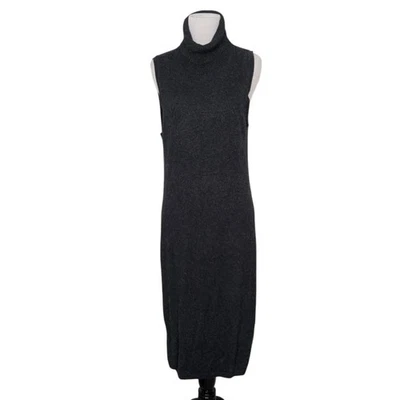Katherine Kelly Midi 高领毛衣连衣裙女式中号灰色无袖 — 第 1/4 张图片