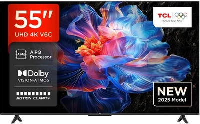 Televisione TV 55 TCL 4K UHD Smart LED 4K HDR Google TV con design senza bordi - Immagine 1 di 4