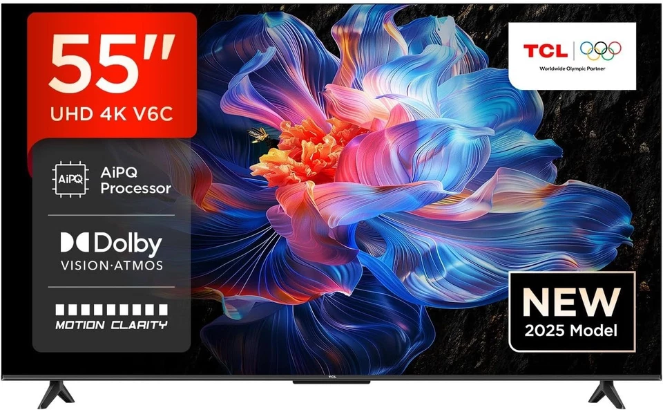 Televisione TV 55 TCL 4K UHD Smart LED 4K HDR Google TV con design senza bordi - Immagine 1 di 4