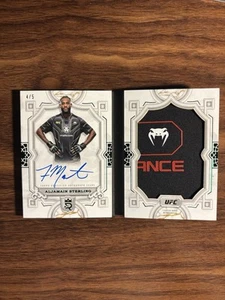 2024 Topps Royalty UFC Aljamain Sterling Green Booklet Tag Patch Auto #4/5 - Picture 1 of 2