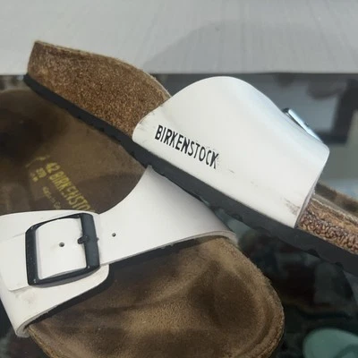 Sandalias Birkenstock Madrid Slides Talla 42/XL Blanco Charol Chanclas Foto 1 de 4