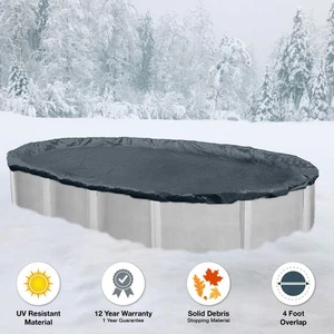 NO RESERVE 16'x25' Oval Above Ground Winter Swimming Pool Cover 12Yr 4FT OL * - Picture 1 of 3
