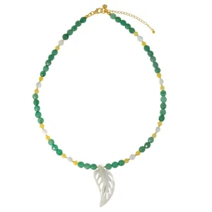 Blatt-Anhänger Vergoldetes Silber Halskette - Bild 1 von 4