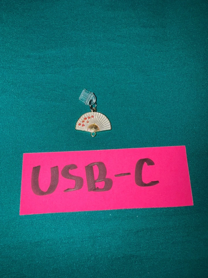 White Japanese Fan USB-C Port Accessory Charm - Image 1 of 1