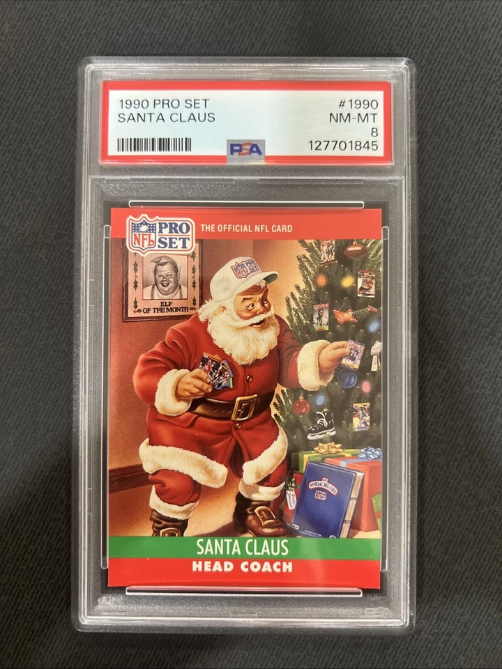 Tarjeta de fútbol americano de Navidad coleccionable 1990 NFL Pro Santa Claus Head Coach PSA 8 MT Foto 1 de 4