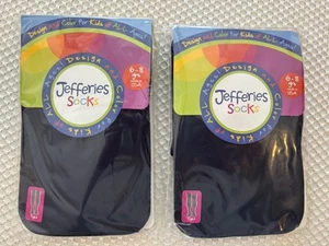2 NEW pair~ Jeffries Socks ~ Girls NAVY TIGHTS / Pantyhose Size 6-8 yrs USA MADE - Picture 1 of 5