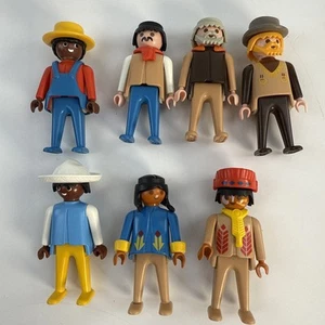 Vintage Playmobil 1974 Geobra Figures LOT OF 7 Old West Native American - Picture 1 of 1