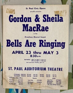 Bells are Ringing Poster 1964 Gordon & Sheil Mac Rae St. Paul Auditorium - Picture 1 of 2