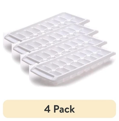 (Paquete de 4) Bandeja para cubitos de hielo de liberación rápida Rubbermaid®, plástico, blanco, rectangular Foto 1 de 3