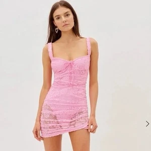Mini Vestido For Love & Lemons XXS Rosa Encaje Hannah Romántico Femenino Coqueta - Imagen 1 de 7