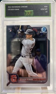 2022 Bowman Chrome Steven Kwan Rookie Card Graded Gem Mint 10 - Picture 1 of 1