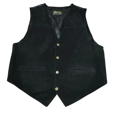 Chaleco de gamuza Scully de cuero negro para hombre talla grande vaquero occidental Foto 1 de 4