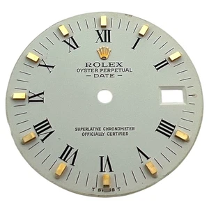 Rolex Oyster Perpetual Date genuino 34 mm esfera romana blanco y oro 1501 1505 - Imagen 1 de 4