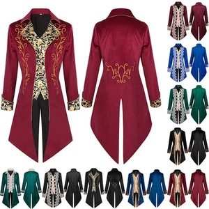 Steampunk Gothic Victorian Tailcoat for Men Renaissance Costume Medieval Coat - Picture 1 of 38