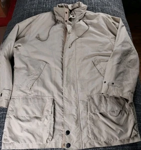 Vintage Nautica Mens Beige Winter Coat Jacket Retractable Hood Full Zip Size XXL - Picture 1 of 16