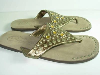 ЖЕНСКИЕ БРОНЗОВЫЕ КОРИЧНЕВЫЕ ЗОЛОТЫЕ ШЛЕПАНЦЫ O'NEILL СТРИНГИ САНДАЛИИ ТУФЛИ НА ПЛОСКОЙ ПОДОШВЕ РАЗМЕР 6,5 - Изображение 1 из 2