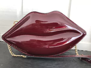 Aldo LIP Crossbody Small Handbag Patent Vinyl Clutch Burgundy wine bag lips - Picture 1 of 5