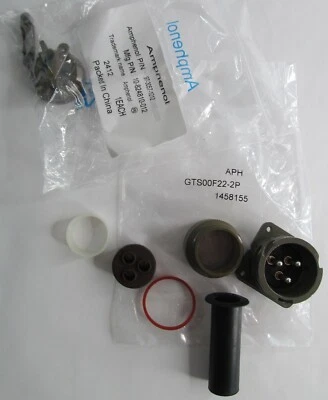 AMPHENOL GTS00F22-2P STRAIGHT 3-PIN CIRCULAR RECEPTACLE CONNECTOR MIL-DTL-5015 - Image 1 of 4