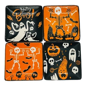 Juego de 4 platos de aperitivo Blue Sky ELI+ANA Happy Boo 5"" × 5"" regalo de Halloween - Imagen 1 de 12