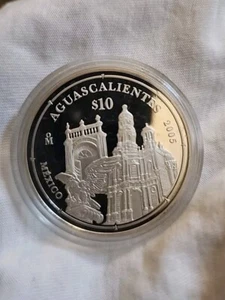 2005 MEXICO 10 PESOS Aguascalientes 180Th Anniversary Federation Building D/S - Picture 1 of 5