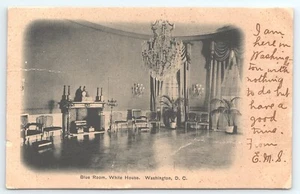 Postkarte Blue Room White House Washington D.C. verschickt 1907 - Bild 1 von 2
