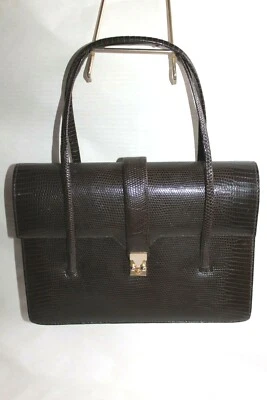 Sac à main  BERMA vintage en lézard marron - Photo 1/4