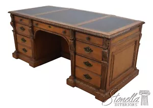67250: HEKMAN Leather Top Executive Desk w. Bookcase Front - Picture 1 of 22