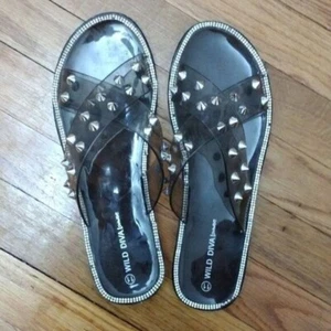 Wild Diva Joanna-08 Smoke Black Double Strap Criss Cross Jelly Sandals s… - Picture 1 of 6