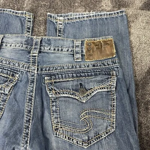 Silver Zac Flap Jeans 32x30 Blue Denim Straight Leg Relaxed Fit - Picture 1 of 17