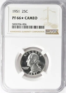 1951 Washington Quarter NGC PF66 STAR Cameo Brilliant White Spotless PR66 Cameo - Picture 1 of 2