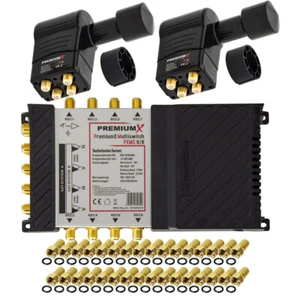 PremiumX Multiswitch 9-8 Multischalter SAT Switch 2x Quattro 3° Multifeed LNB 4K - Bild 1 von 7