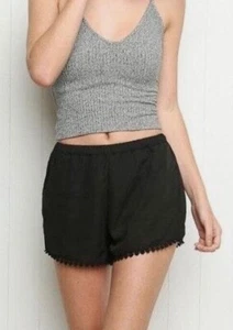 Brandy Melville Leticia Shorts One Size Small Elastic Waist Lace Trim Black - Picture 1 of 5