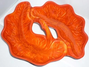 RETRO UNUSUAL MCM CAL. ORIG USA 894 RED ORANGE DIVIDED NIBBLES SERVING DISH BOWL - Picture 1 of 1
