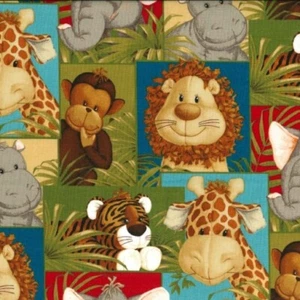 Fabric Traditions | Jungle Babies Nursery Baby Animal Patch | LAST 33" - Picture 1 of 1