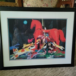 Michael Leu 1992 impresión de bellas artes Noche de 101 gatos Chicago Expo 38,5" x 30,5" - Imagen 1 de 15