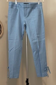 Banana Republic Pants Women's 2 Blue Sloan Capri Lace Up Career Low Rise EUC! - Picture 1 of 16