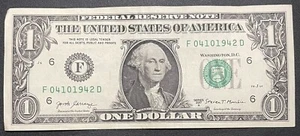 $1 FANCY SERIAL NUMBER BIRTHDAY OR ANNIVERSARY NOTE FOR APRIL 10, 1942 - Picture 1 of 3