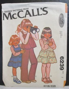 McCall's Pattern 6239 Toddler Children Dress Jumper Top Pants Size 2 New Vintage - Picture 1 of 14