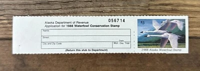 WTDstamps - 1988 ALASKA - State Duck Stamp - Mint OG NH **HUNTER TYPE** - Image 1 of 2