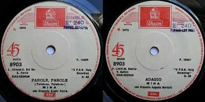 MINA ALBERTO LUPO PAROLE, PAROLE/ADAGIO 1972 ITALIAN-SUNG MEGARARE CHILEAN PRESS - Image 1 of 4