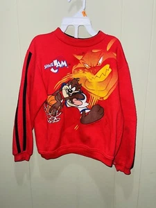 Space Jam Taz & Monstars Double Crewneck Sweater Sz 7 RARE Vintage 1996 - Picture 1 of 6