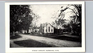 Postkarte Öffentliche Bibliothek Saybrook Connecticut lithographiert unveröffentlicht - Bild 1 von 2