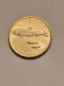 1997 🇸🇮 SLOVENIA ONE TOLAR WORLD COIN KM4 THREE SALMON AU-UNC GRADE FREE SHIP - Picture 1 of 2
