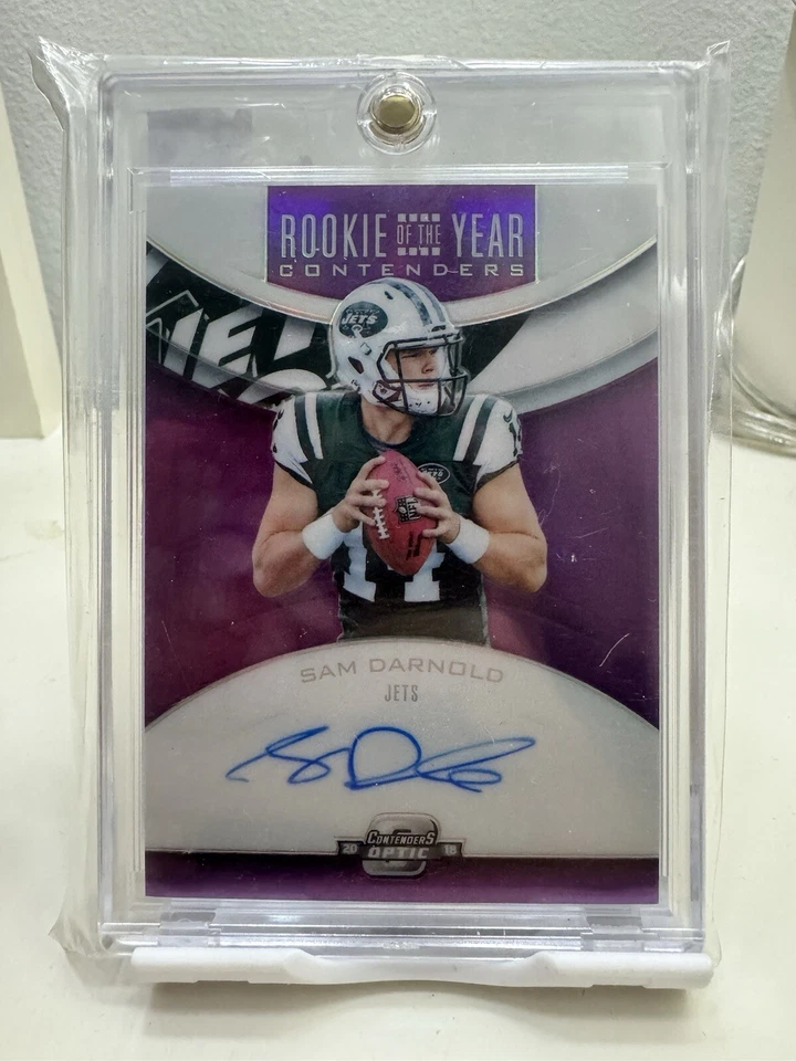 2018 Contenders Optic Sam Darnold Rookie Of The Year Purple Auto /49 RC - Image 1 of 2