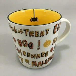Taza interior amarilla Starbucks Halloween Treat or Treat Spider 2007 misteriosa cuidado - Imagen 1 de 5