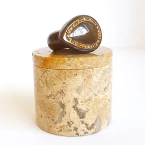 Tigerauge Ring & Marmor Stein Etui US 6 - Bild 1 von 12