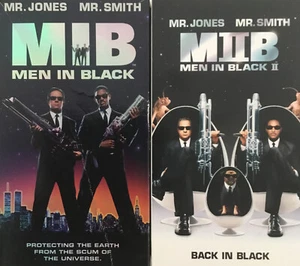 MIB Men In Black 1 and 2 (VHS, 1997, 2002) Tommy Lee Jones Will Smith Aliens - Picture 1 of 9